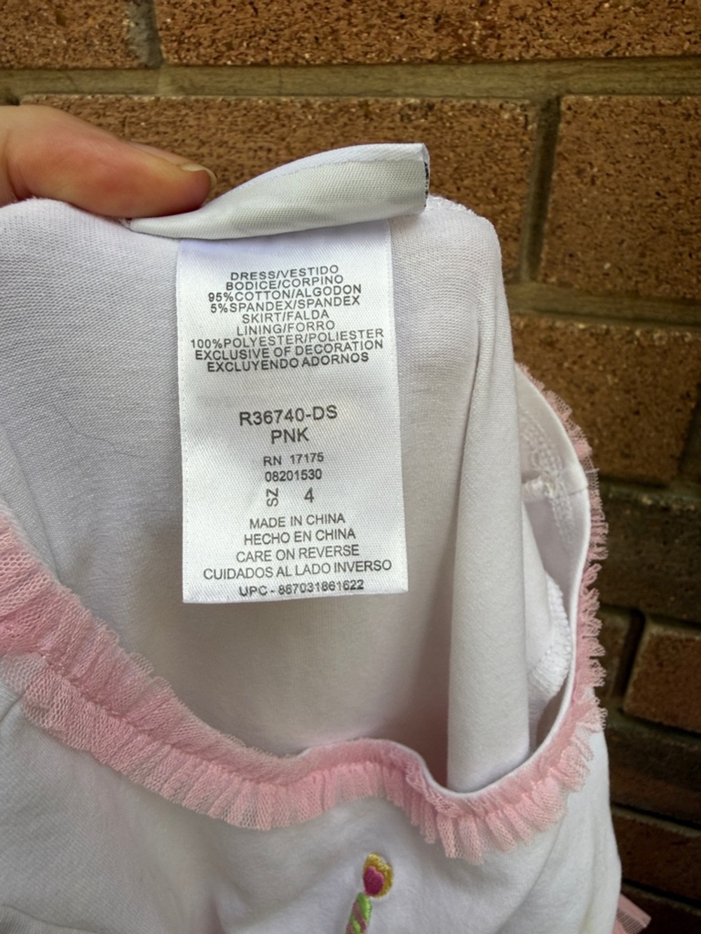 Bonnie Jean Pink and White Cupcake Tulle Party Dress Size 4 - Picture 5 of 5
